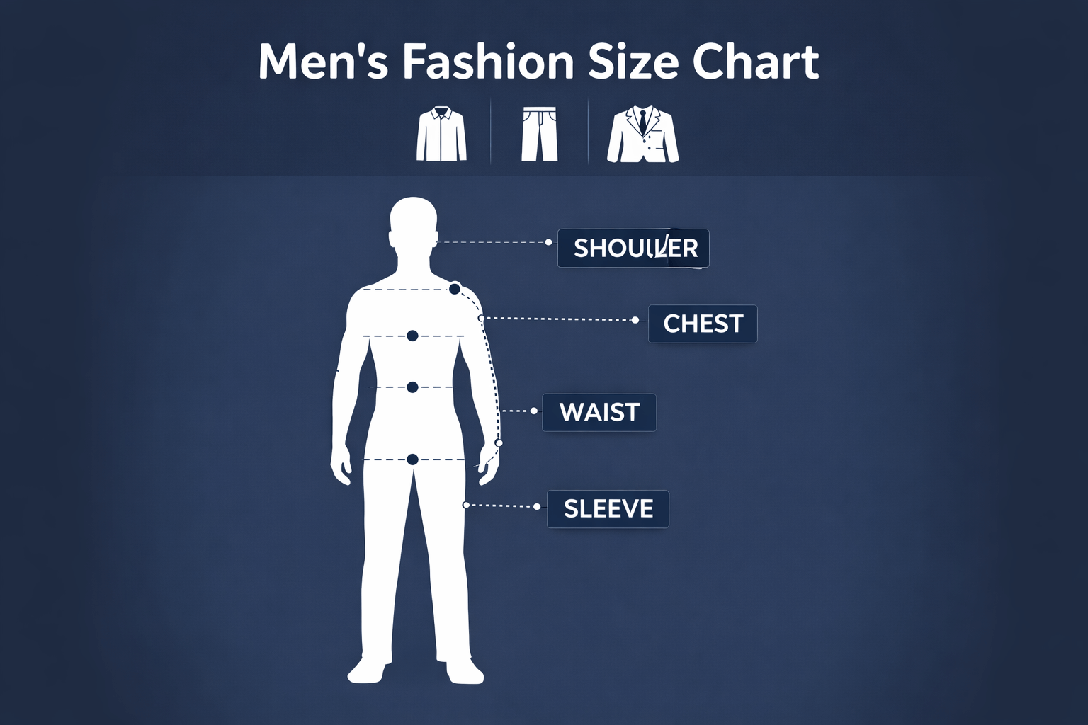 Men's Size Chart Guide - Complete sizing for shirts, pants, and suits
