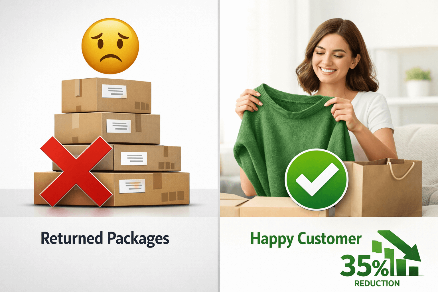 Reduce Clothing Returns with Size Charts - Graph showing return rate decrease